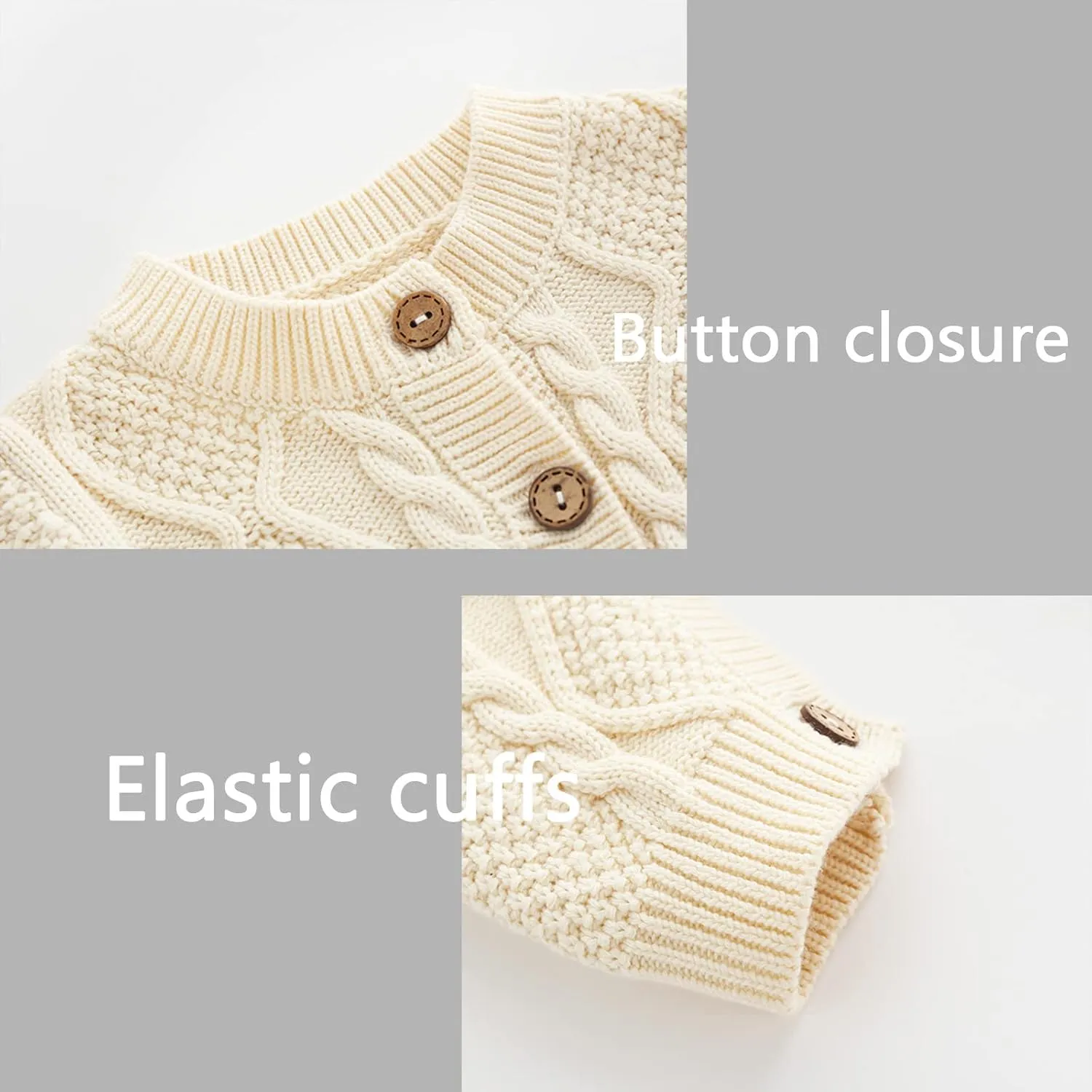Baby Newborn Boy Knitted Sweater Romper Cotton Longsleeve Outfit with Kids Winter Warm Hats Set