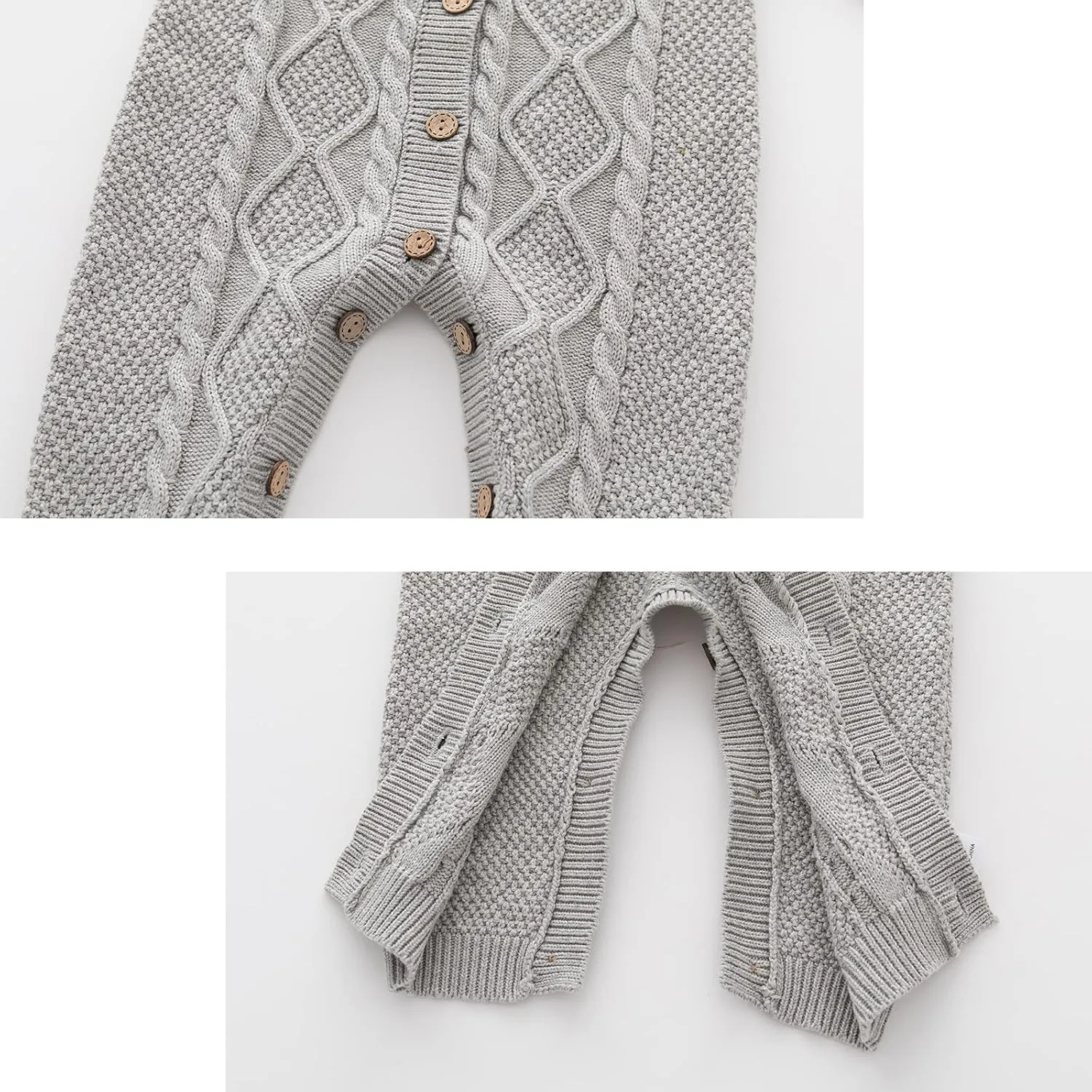 Baby Newborn Boy Knitted Sweater Romper Cotton Longsleeve Outfit with Kids Winter Warm Hats Set