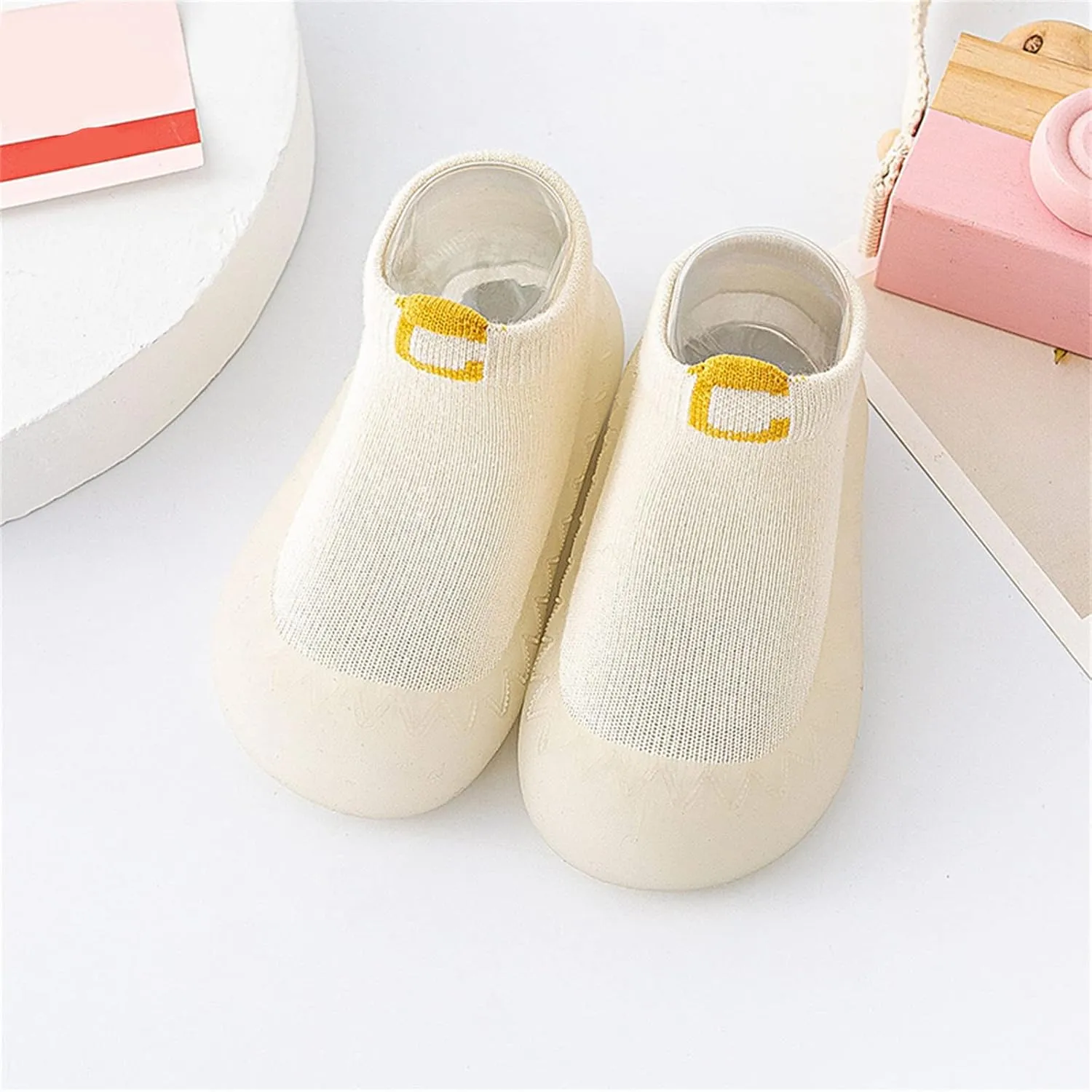 Baby Sock Shoes Infant Boys Girls Socks Shoes Toddler Fleece Warm Floor Socks Non Slip Prewalker Shoes White Shoes B