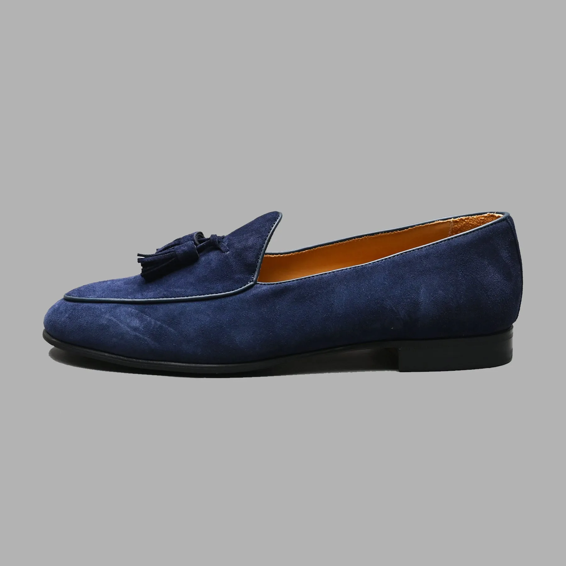Belgian Tassel Loafer in Florence Navy Suede