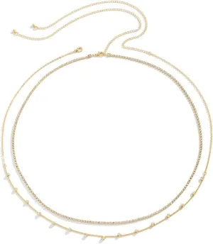Belly Chain, Cubic Zirconia Adjustable Body Chains Women, Silver/Gold Belly Chains