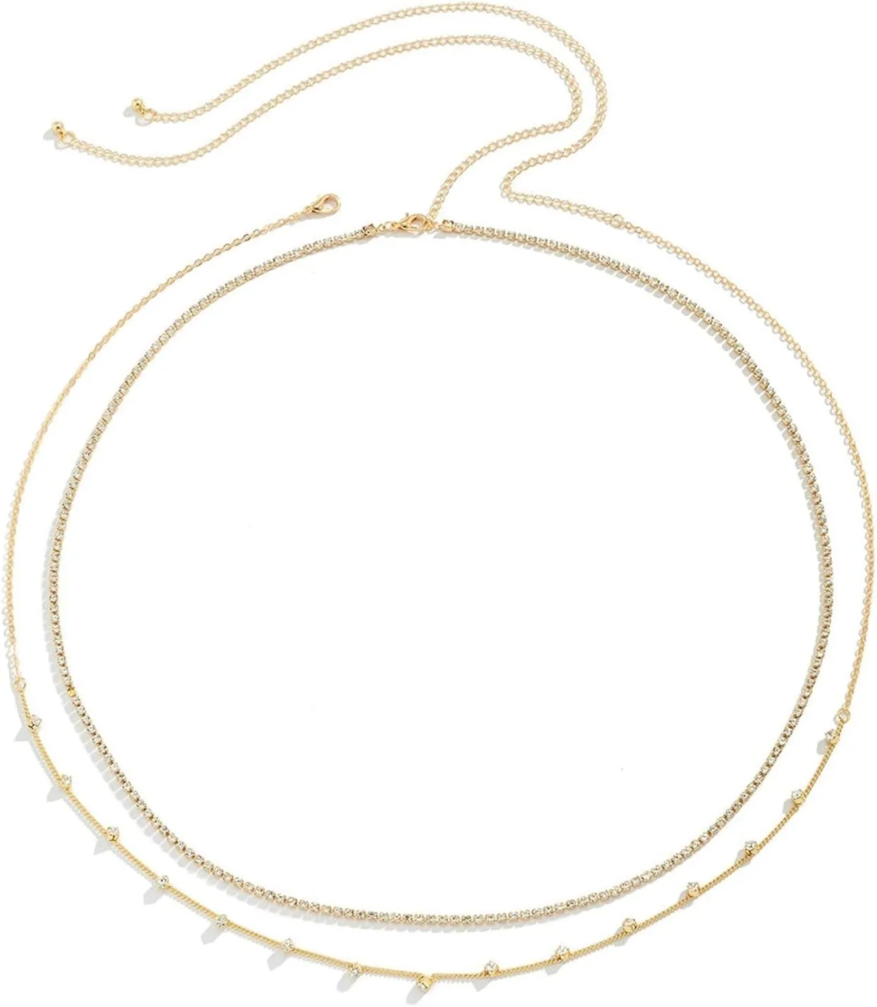 Belly Chain, Cubic Zirconia Adjustable Body Chains Women, Silver/Gold Belly Chains
