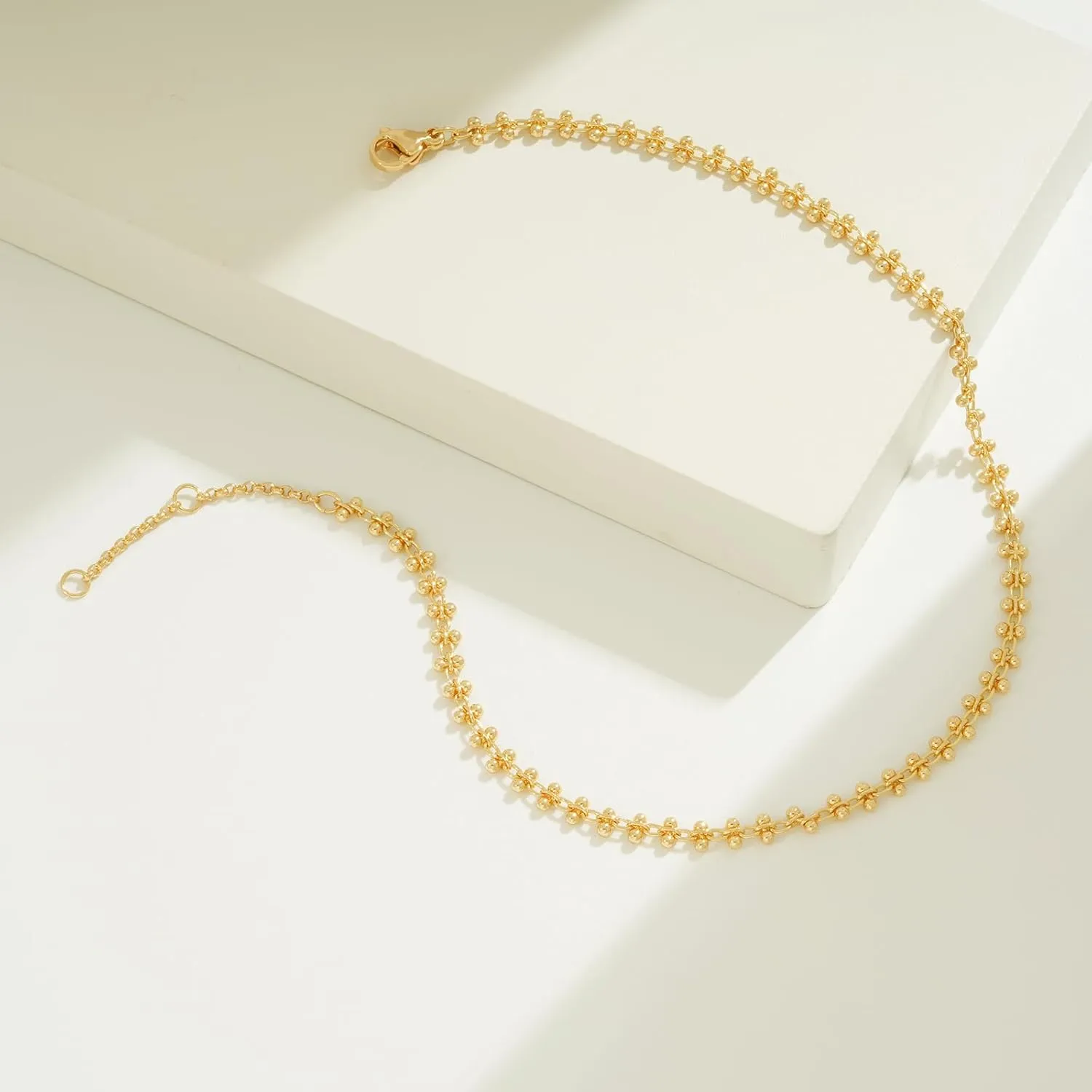 BENEIGE Gold Anklets Bracelet for Women 14K Gold Plated Beaded Anklets Bracelet Dainty Adjustable Handmade Anklets Jewelry for women