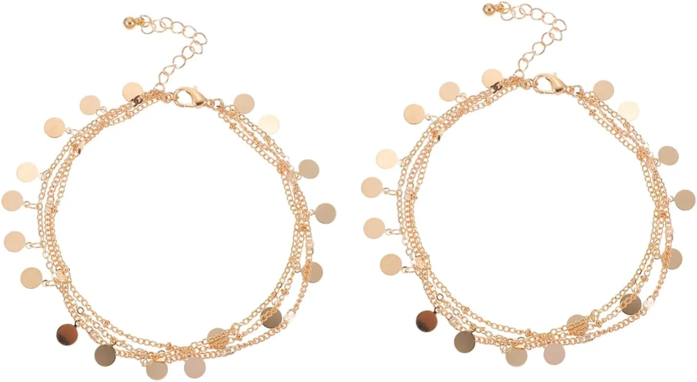 BESTYASH Metal Sequined Foot Ornaments Women's Anklets Foot Chain Decorative Anklet Foot Chains Girls