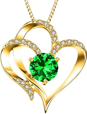 Birthstone Necklaces for Women,925 Sterling Silver Cubic Zirconia Pendant Necklace for Girlfriend Anniversary Jewelry Gift