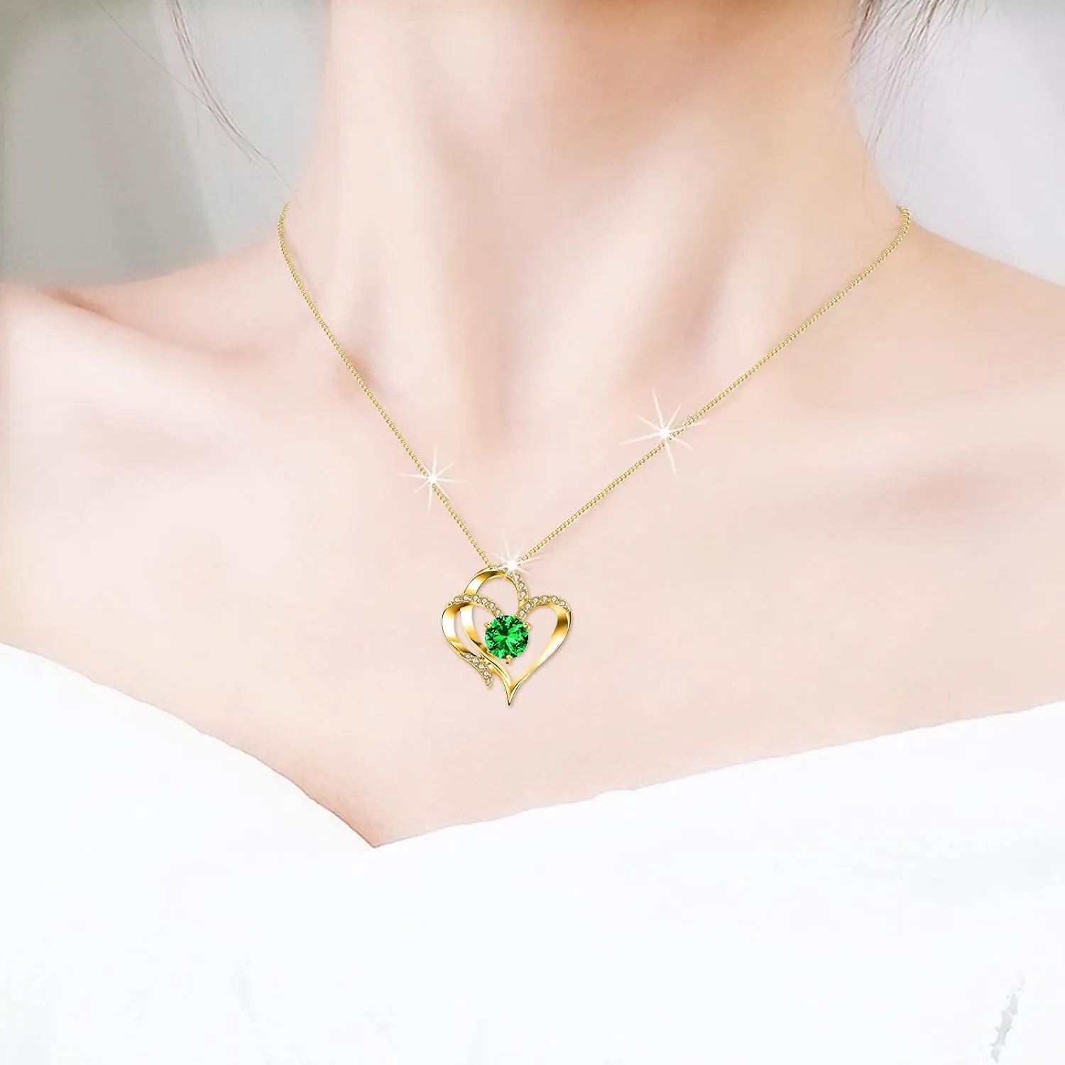 Birthstone Necklaces for Women,925 Sterling Silver Cubic Zirconia Pendant Necklace for Girlfriend Anniversary Jewelry Gift