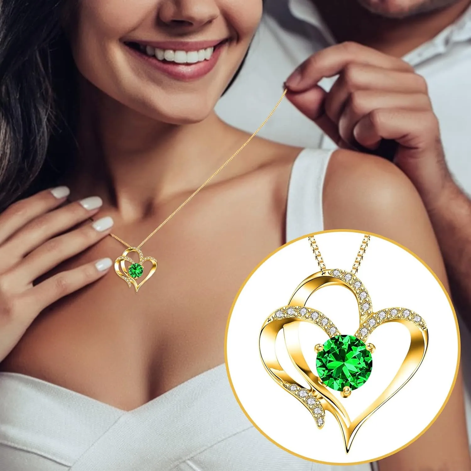 Birthstone Necklaces for Women,925 Sterling Silver Cubic Zirconia Pendant Necklace for Girlfriend Anniversary Jewelry Gift