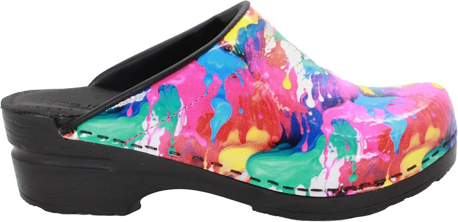 Bjork Women's PU Open Back Leather Clogs
