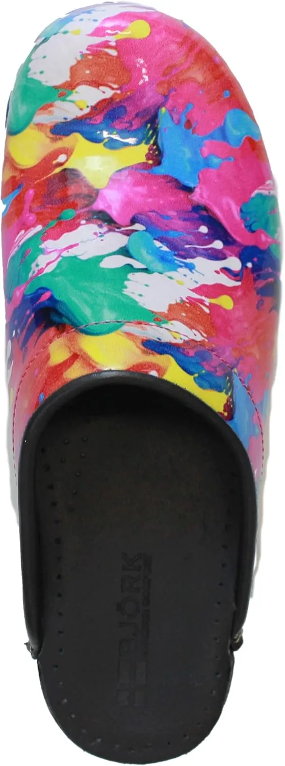 Bjork Women's PU Open Back Leather Clogs