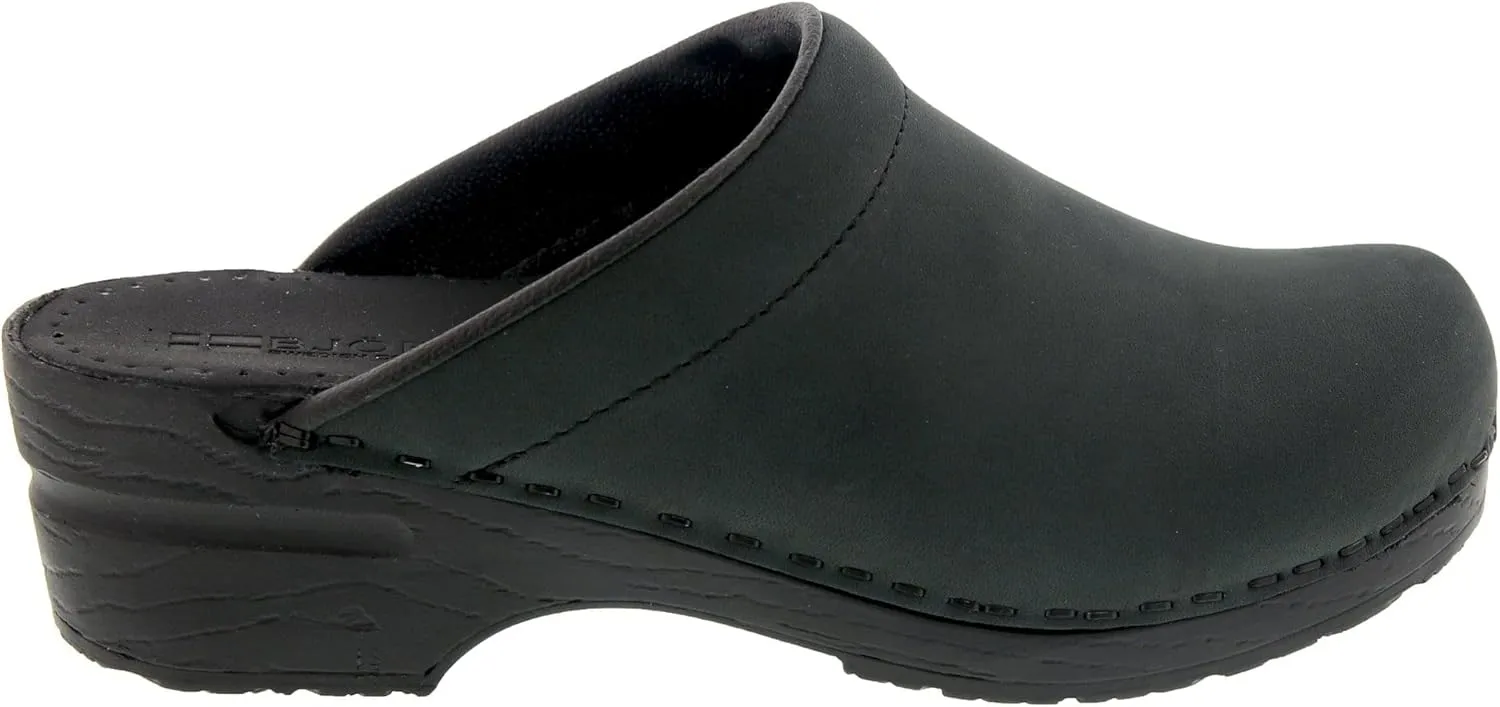 Bjork Women's PU Open Back Leather Clogs