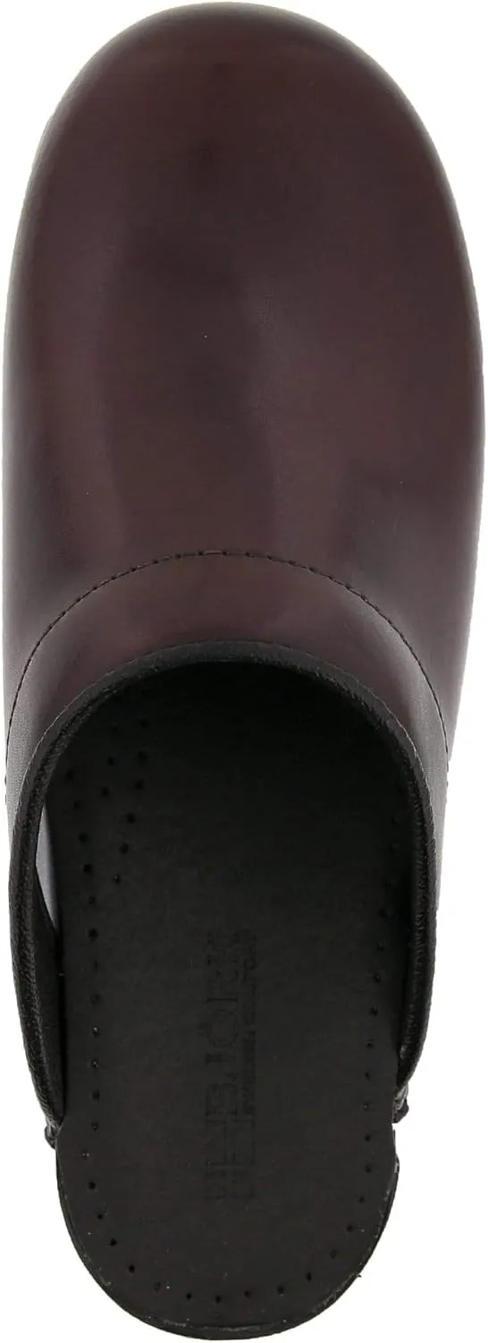 Bjork Women's PU Open Back Leather Clogs