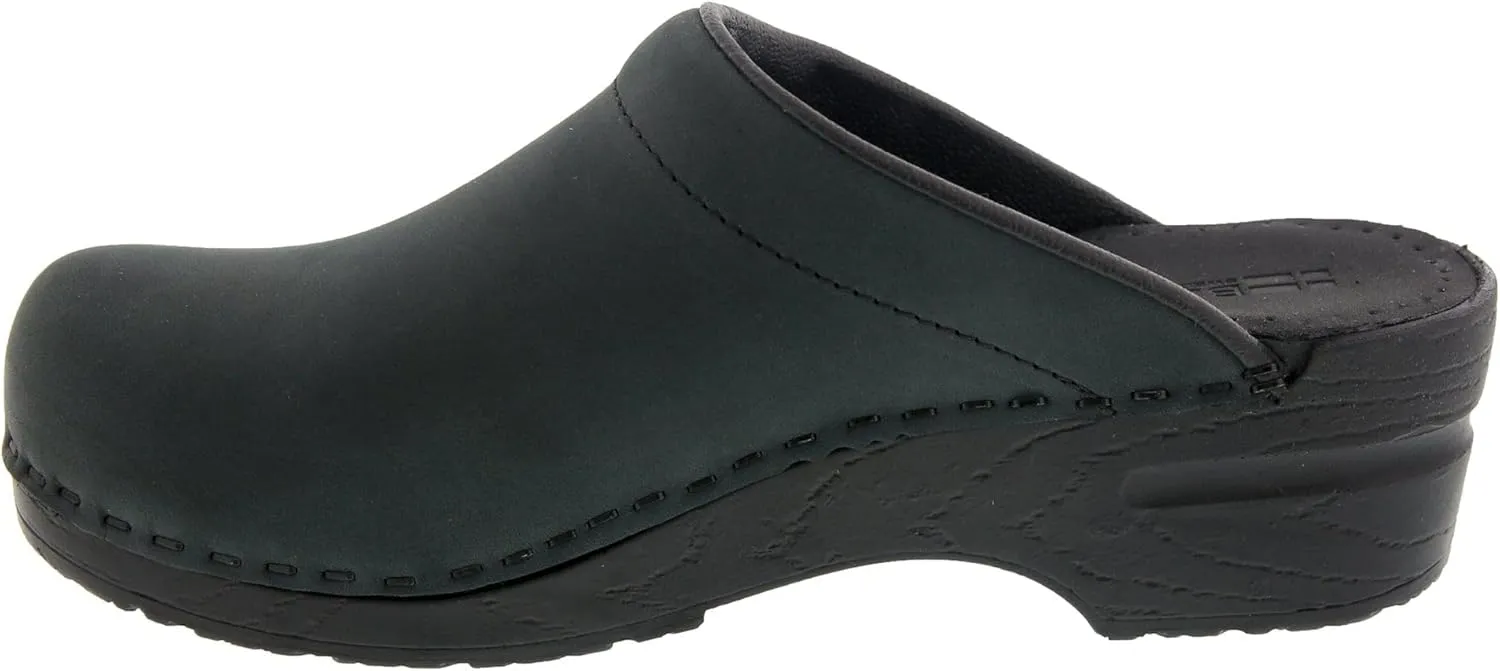 Bjork Women's PU Open Back Leather Clogs