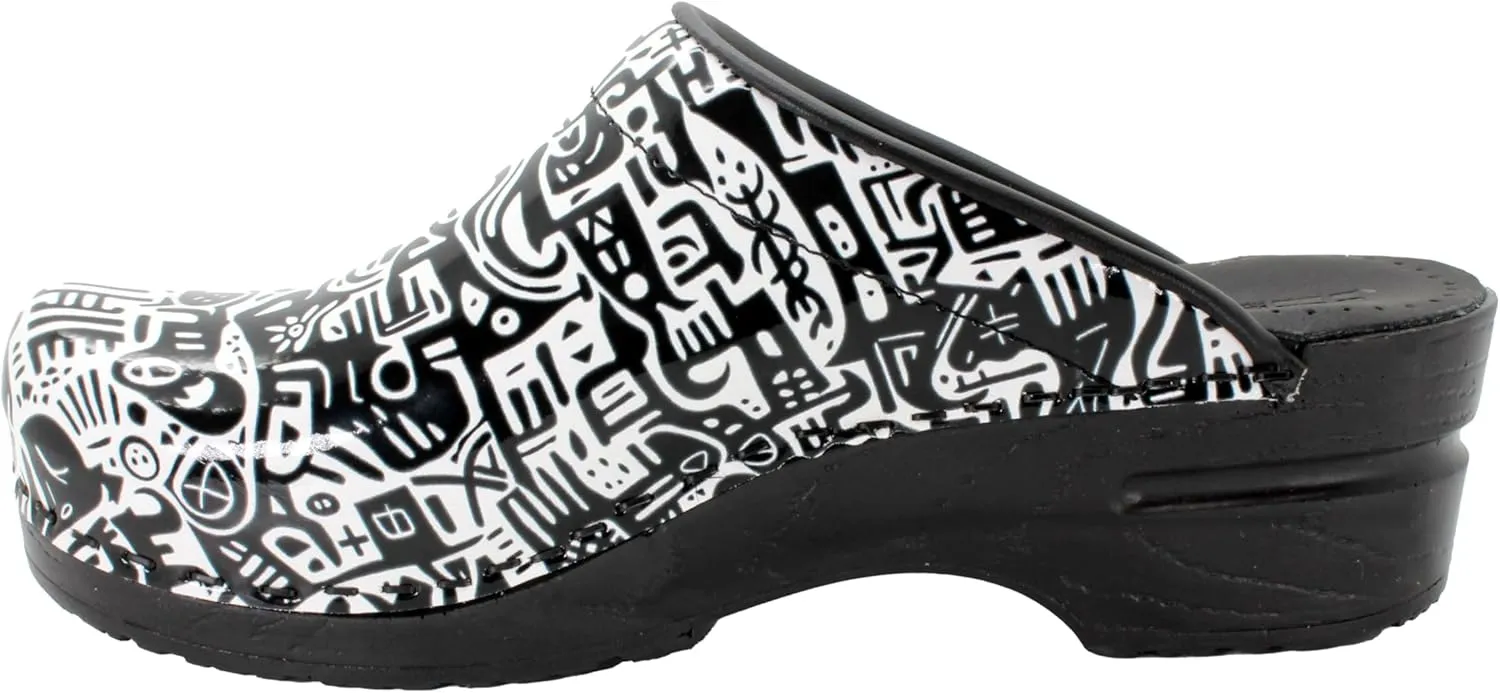Bjork Women's PU Open Back Leather Clogs