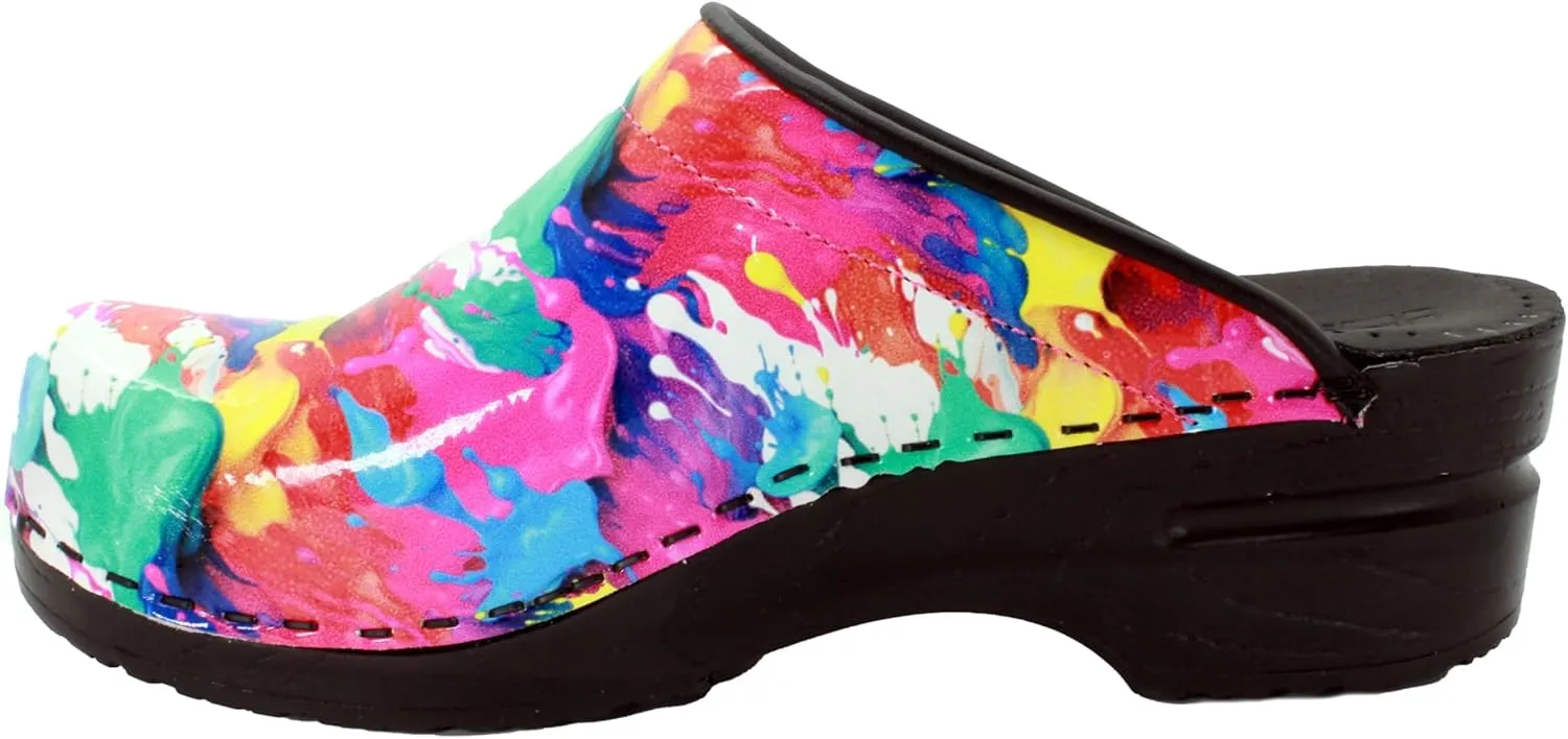 Bjork Women's PU Open Back Leather Clogs