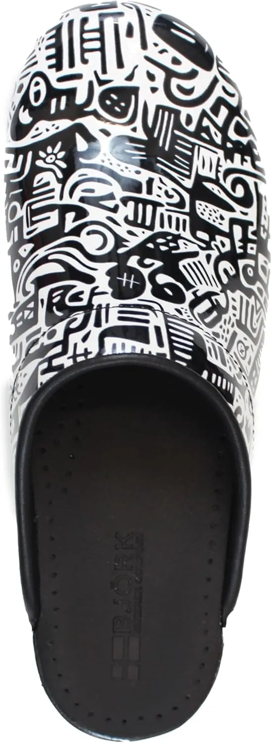 Bjork Women's PU Open Back Leather Clogs