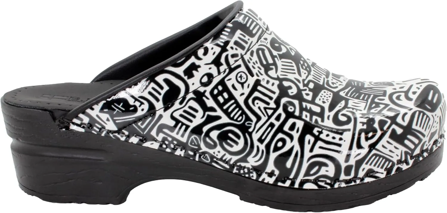 Bjork Women's PU Open Back Leather Clogs