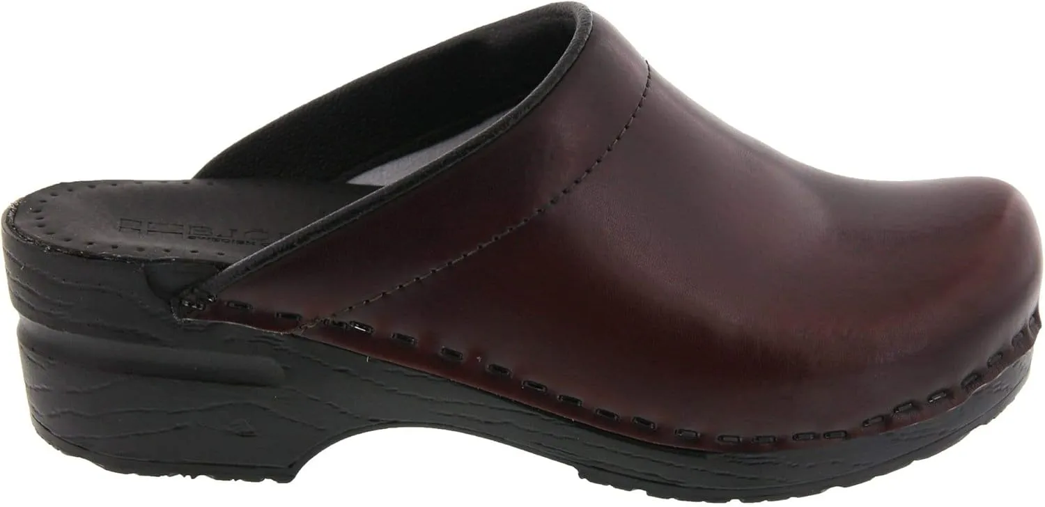 Bjork Women's PU Open Back Leather Clogs