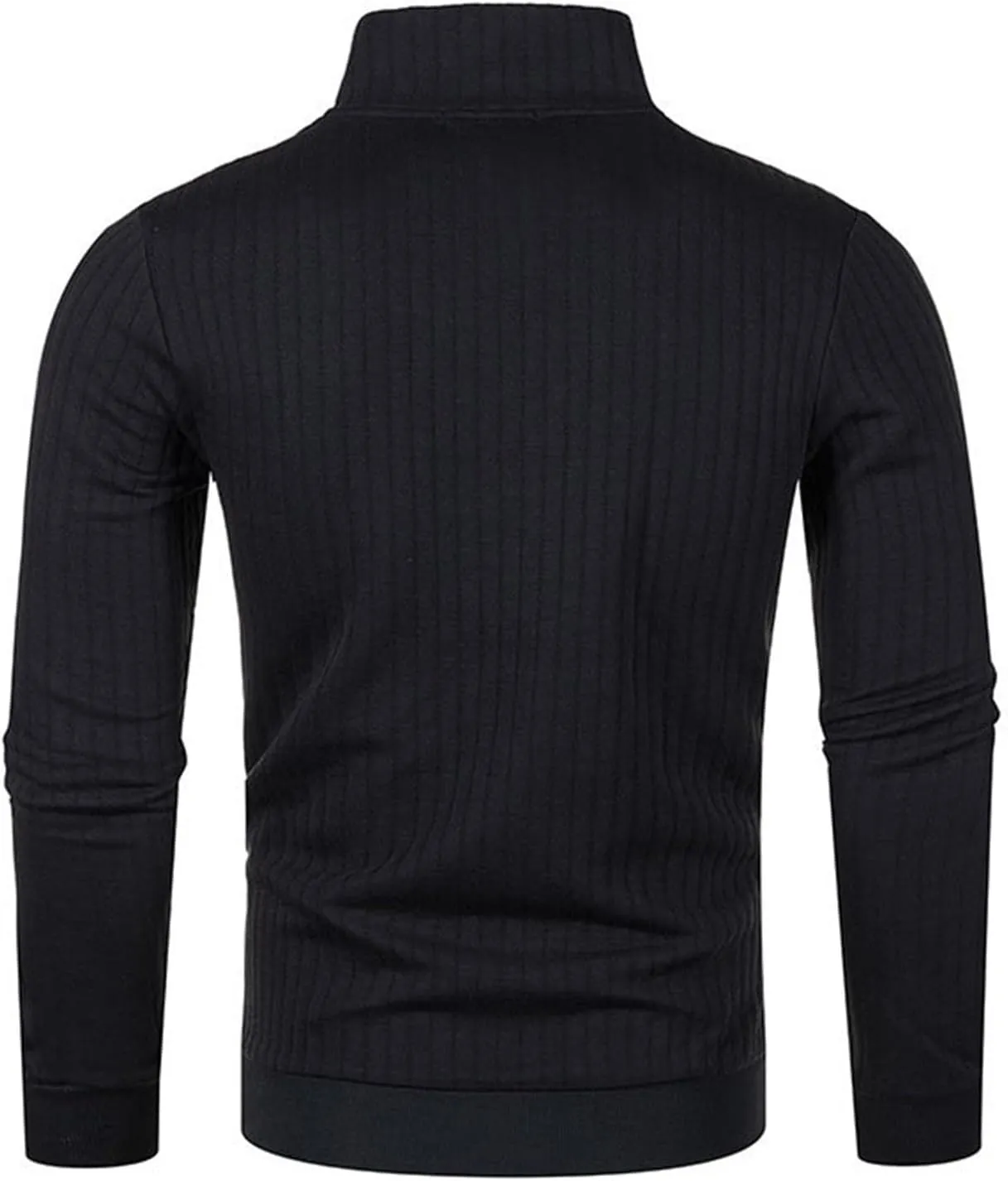 Black Quarter Zip Men Solid Wool Knitting Versatile Stand Collar Long Sleeve Long Cardigan Coat Men Black Sweater