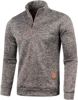 Black Quarter Zip Men Solid Wool Knitting Versatile Stand Collar Long Sleeve Long Cardigan Coat Men Black Sweater