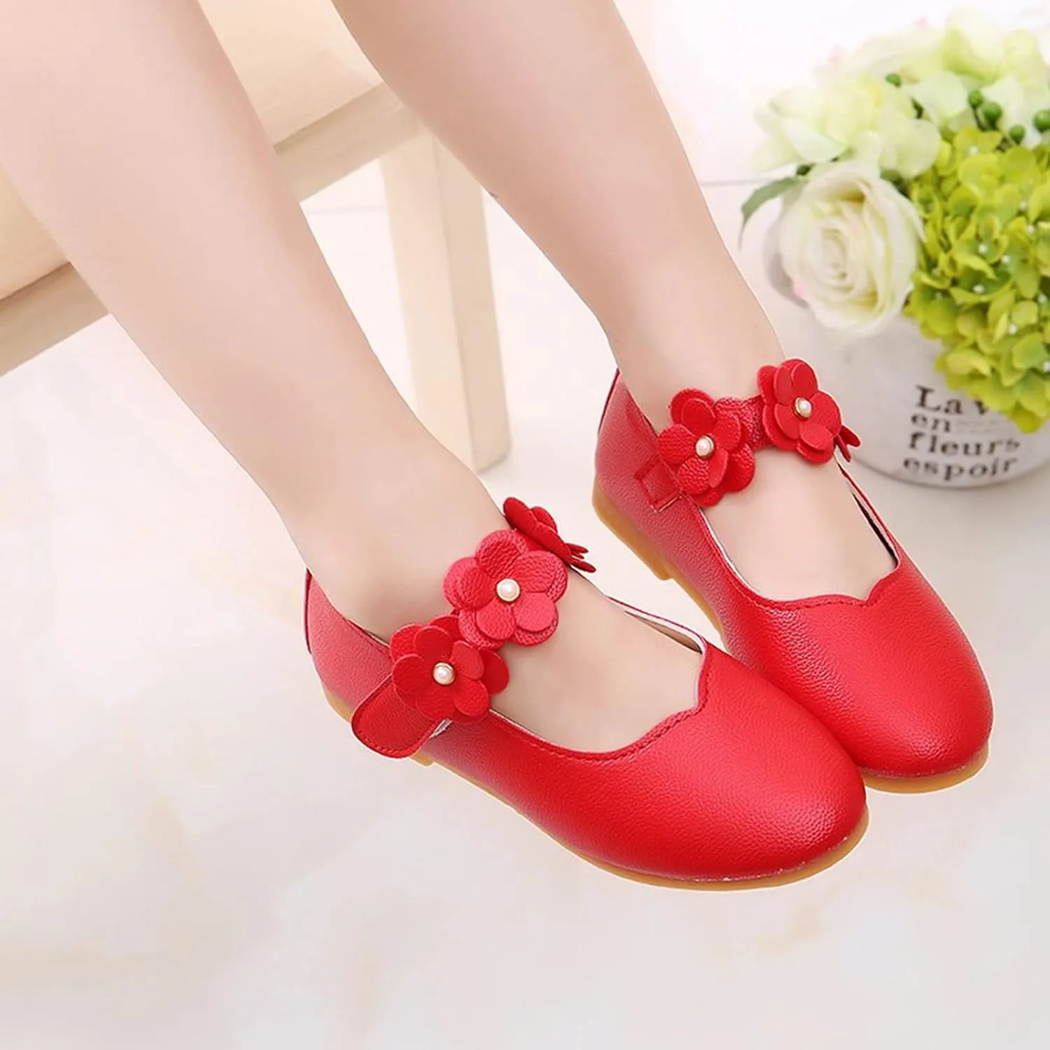 Black Shoes for Girls,Children Baby Girls Leather Flower Princess Shoes Soft Dance Shoes Kids Shoes 1-11 Years