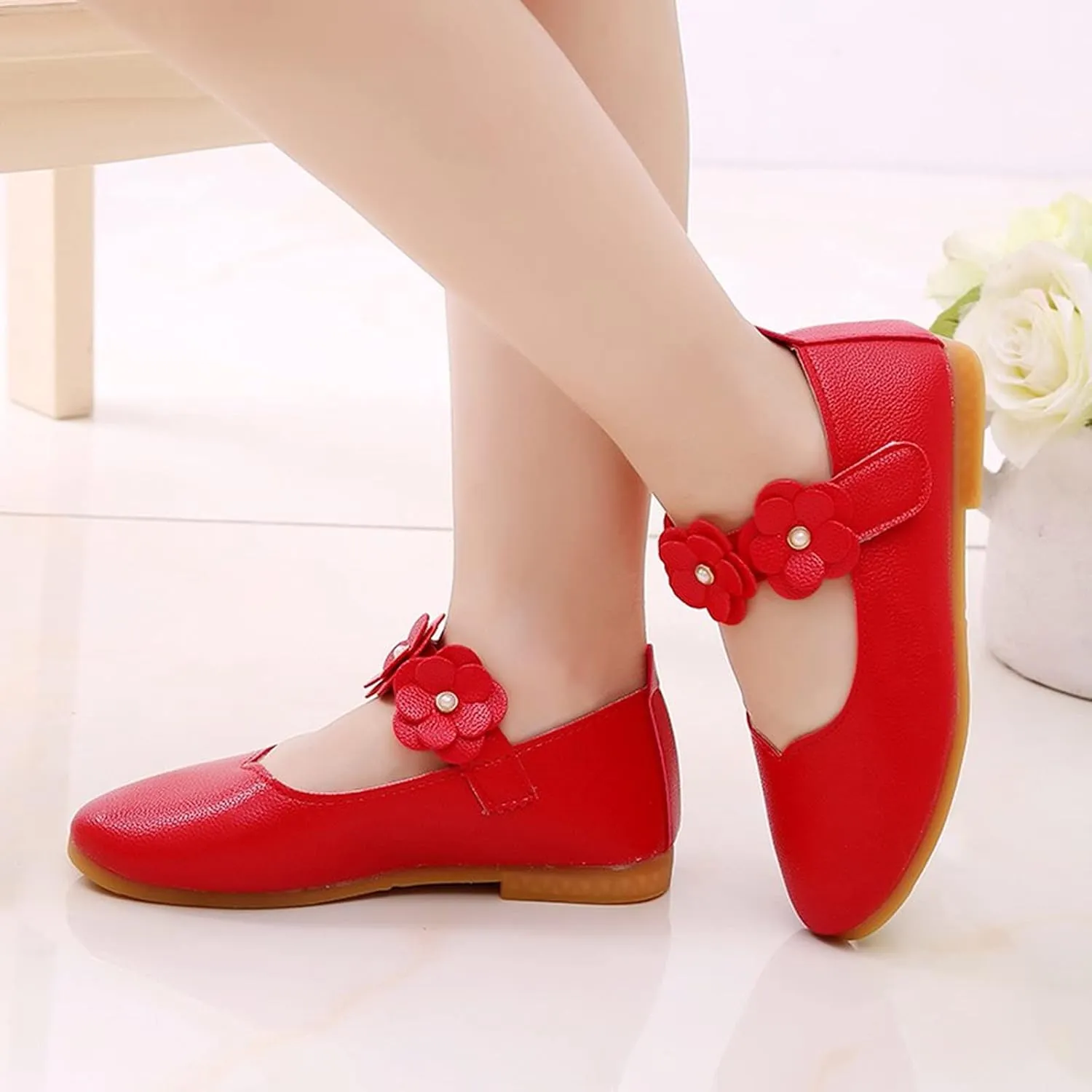 Black Shoes for Girls,Children Baby Girls Leather Flower Princess Shoes Soft Dance Shoes Kids Shoes 1-11 Years