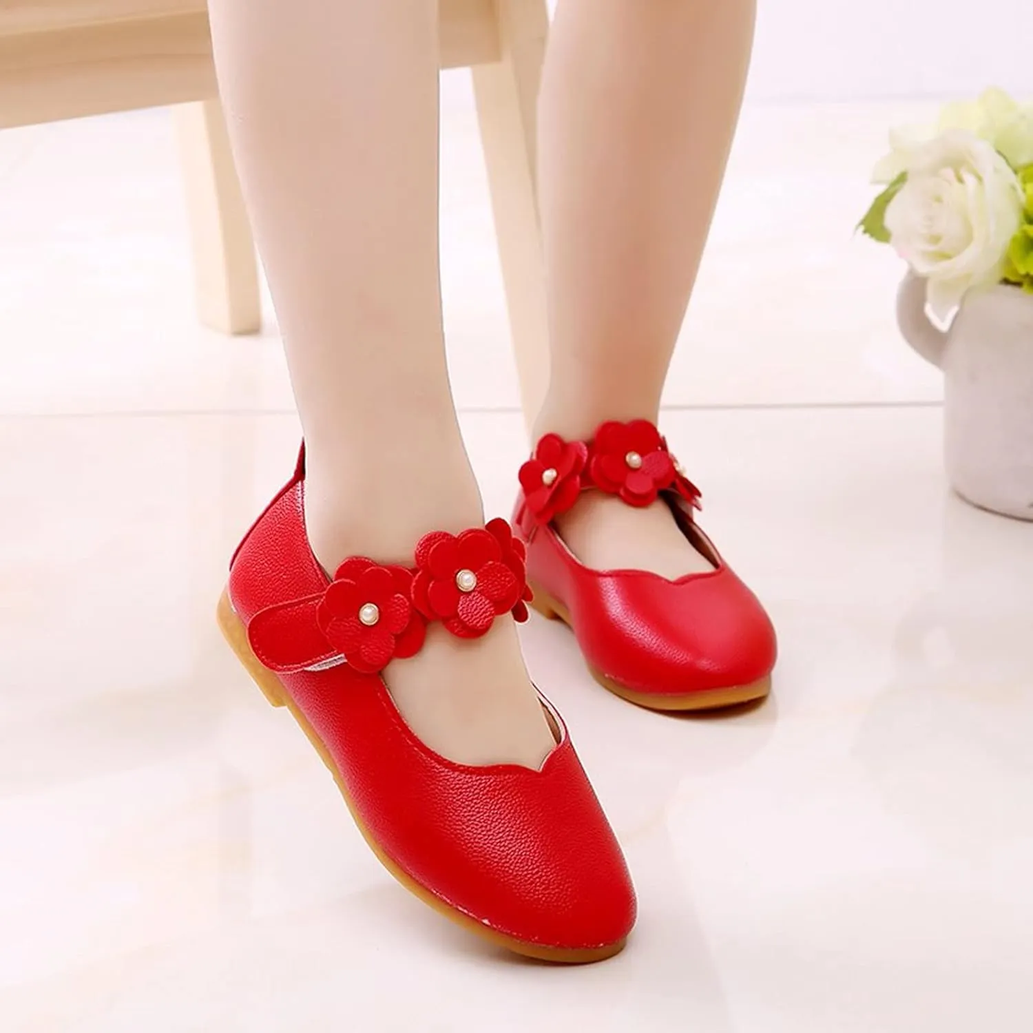 Black Shoes for Girls,Children Baby Girls Leather Flower Princess Shoes Soft Dance Shoes Kids Shoes 1-11 Years