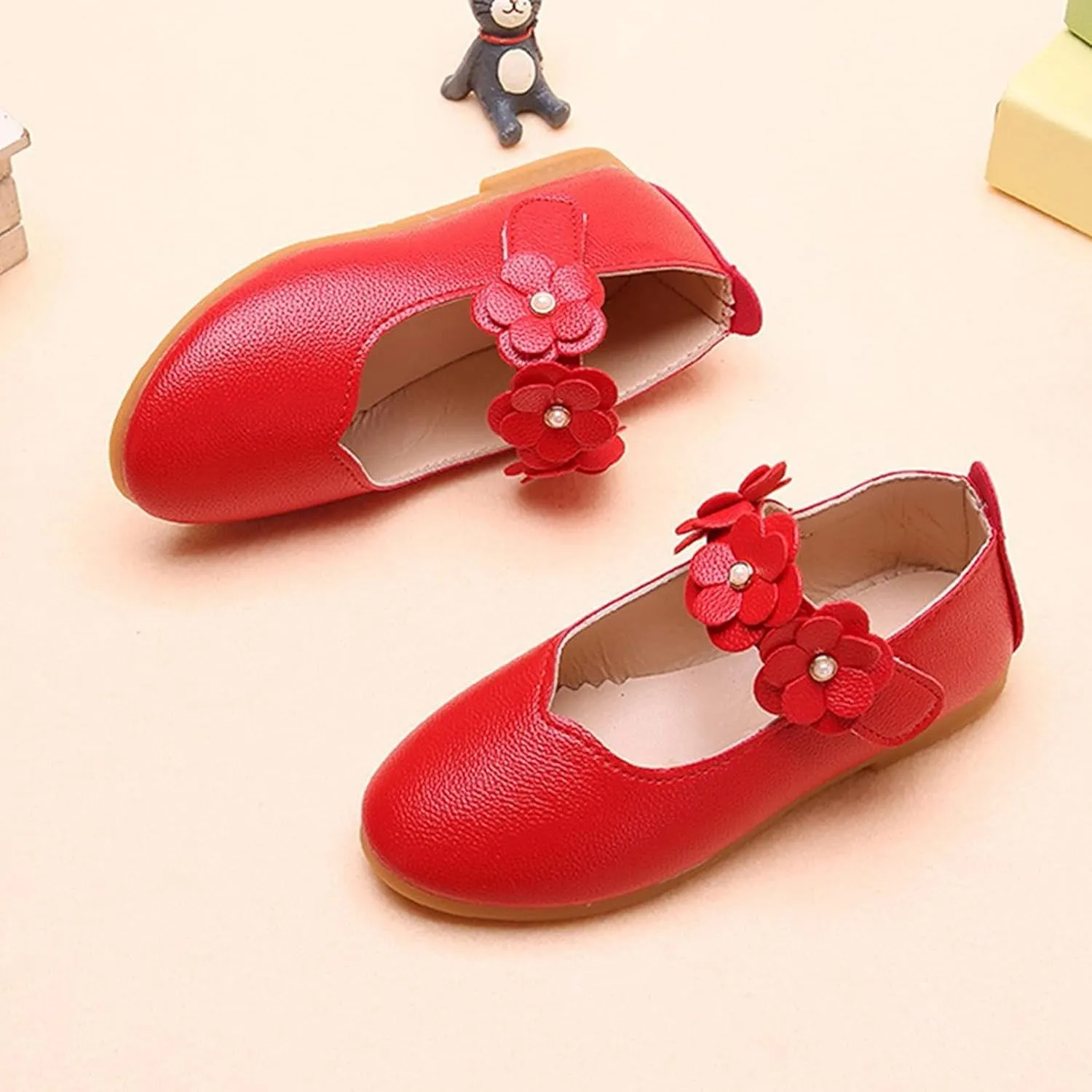 Black Shoes for Girls,Children Baby Girls Leather Flower Princess Shoes Soft Dance Shoes Kids Shoes 1-11 Years