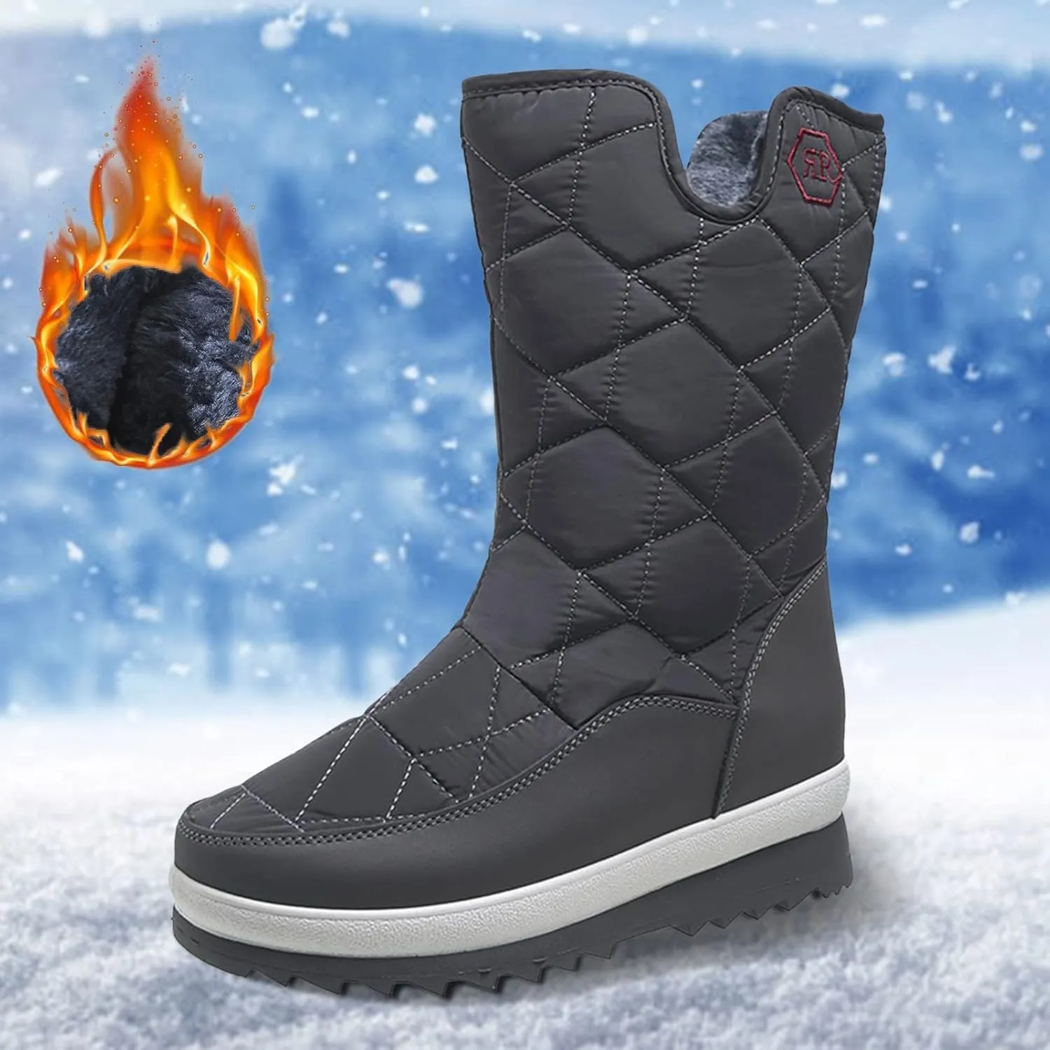 Black Winter Boots for Women Wide Calf Womens Waterproof Winter Boots Size 8 Womens Tall Snow Boots Size 9 Tall Snow Boots Waterproof Snow Shoes for Women Cute