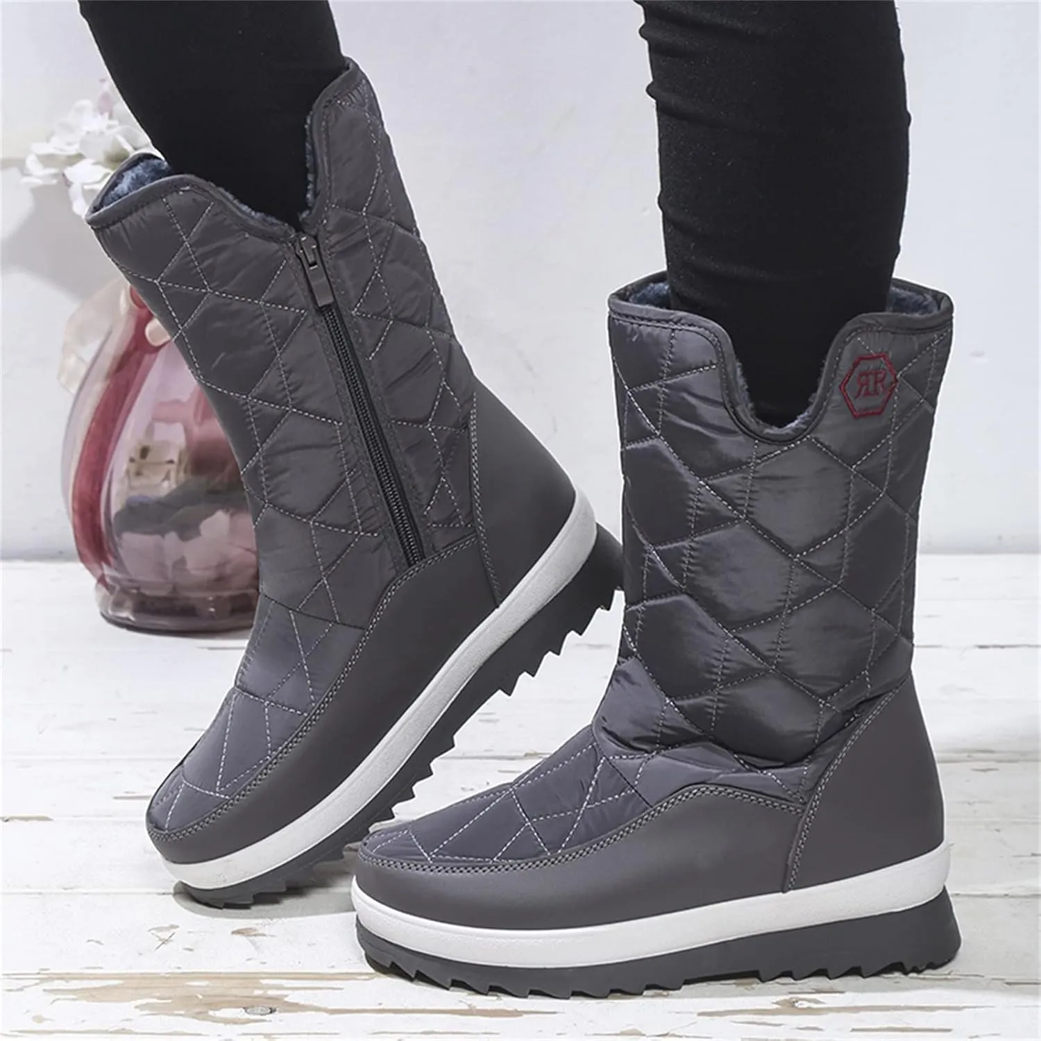 Black Winter Boots for Women Wide Calf Womens Waterproof Winter Boots Size 8 Womens Tall Snow Boots Size 9 Tall Snow Boots Waterproof Snow Shoes for Women Cute