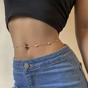 Body Chains Sexy Pearl Waist Belly Gold Color Chains Double-Layeres Women Bikini Body Chains Beach Jewelry Accessories for Women Gift