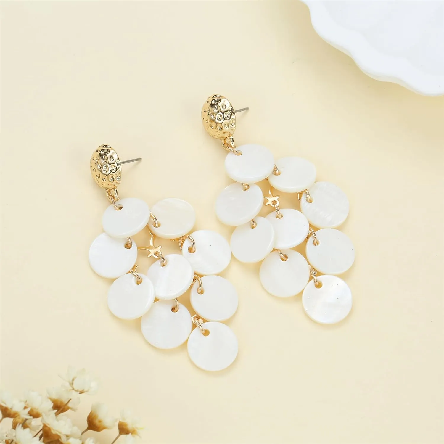 Bohemian Multi Color Disc Beads Drop Earrings for Women Handmade Fashion Dangle Stud Earrings