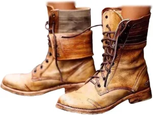 Boots For Women Ankle Booties Western Mid Calf Low Heel Punk Combat Boots Motorcycle Riding Military Biker Boots 2024