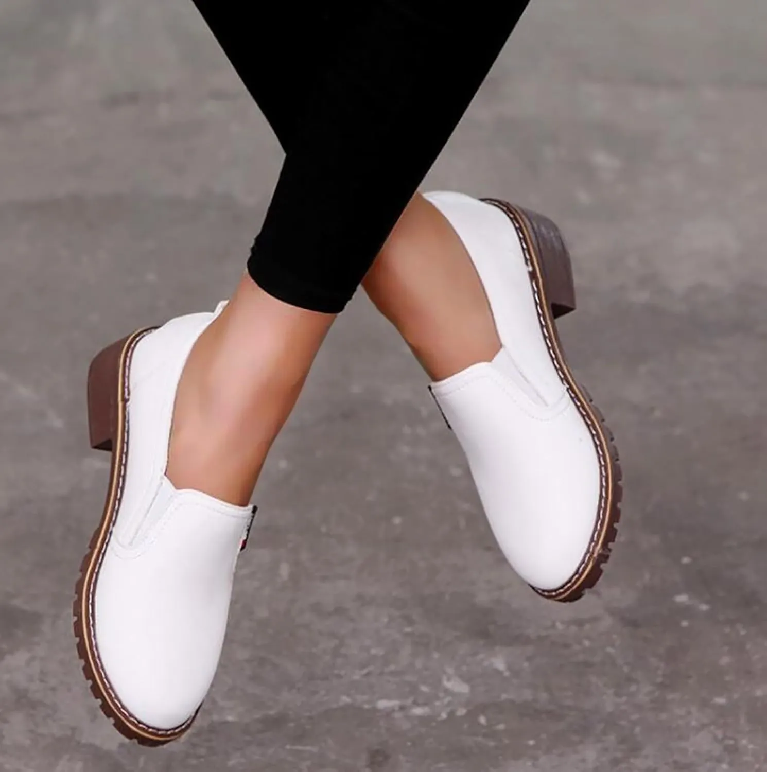 Boots for Women Round Toe Block Heel Comfortable Ankle Boots Lug Sole Waterproof Platform Retro Trendy Booties