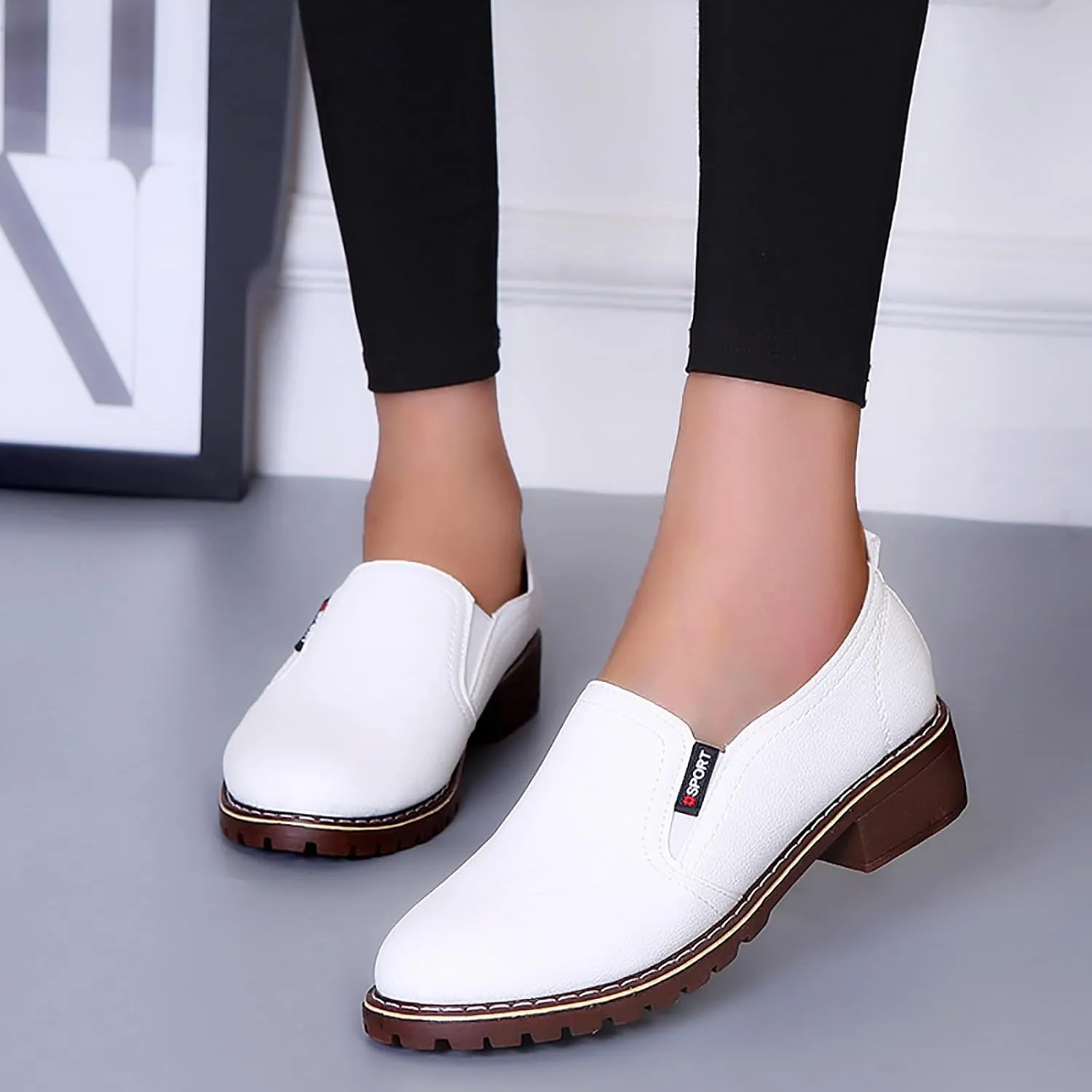 Boots for Women Round Toe Block Heel Comfortable Ankle Boots Lug Sole Waterproof Platform Retro Trendy Booties