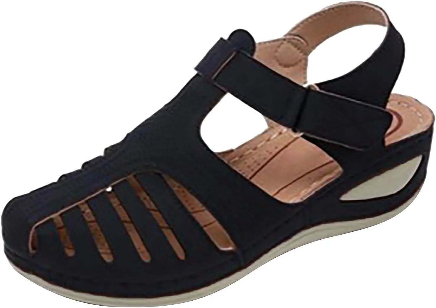 Breathable Walking Sandals for Women Closed Toe Sport Sandals Comfy Summer Flats Cushioned Outdoor Shoes