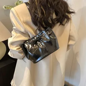 Bucket Purses for Women PU Leather Shoulder Bag Bucket Tote Purse Y2K Hobo Handbag Bow Underarm Bag