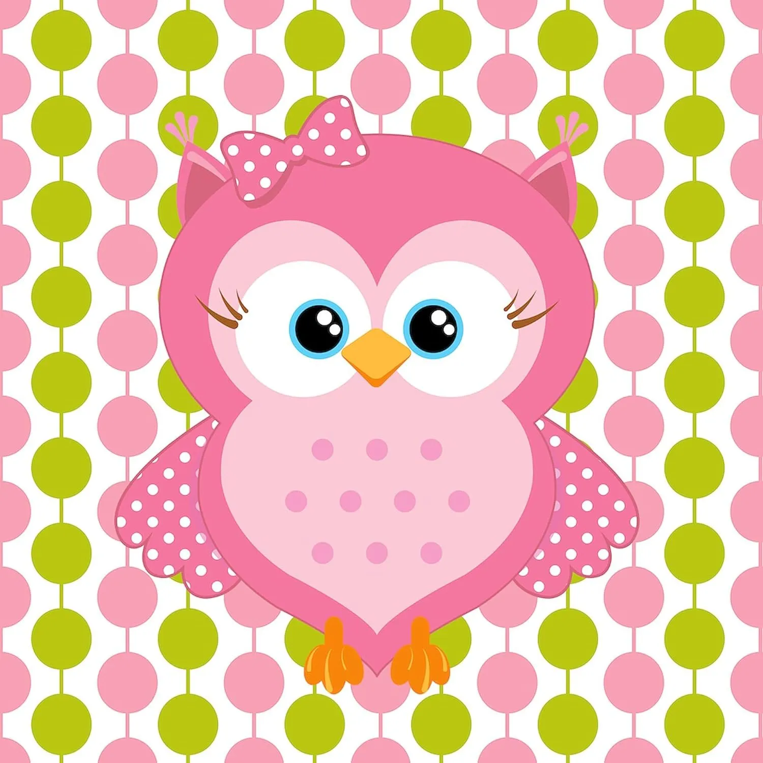 CafePress Pink Owl On Pink And Green Tote Bag Reusable Natural Beige Canvas Shopping Bag