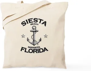 CafePress Siesta Beach, Sarasota, FL Tote Bag Reusable Natural Beige Canvas Shopping Bag