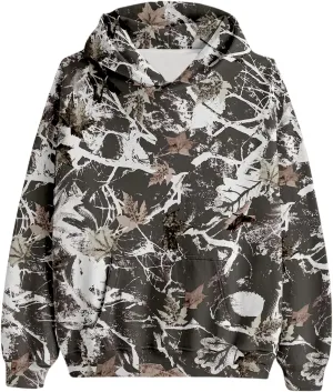 Camo Hoodies Womens Sweatshirt Maple Leaf Print Oversized Fleece Sweatshirts Classic Pullover Tunic Tops with Pocket