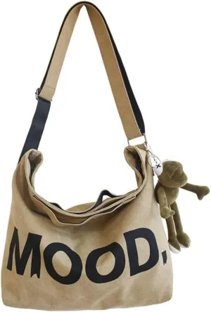 Canvas Messenger Vintage Bag Letter Pattern Crossbody Bag Emo Goth Shoulder Satchels Y2K Harajuku Bag Grunge Handbag
