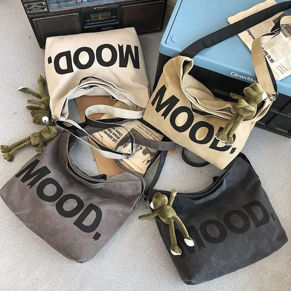 Canvas Messenger Vintage Bag Letter Pattern Crossbody Bag Emo Goth Shoulder Satchels Y2K Harajuku Bag Grunge Handbag