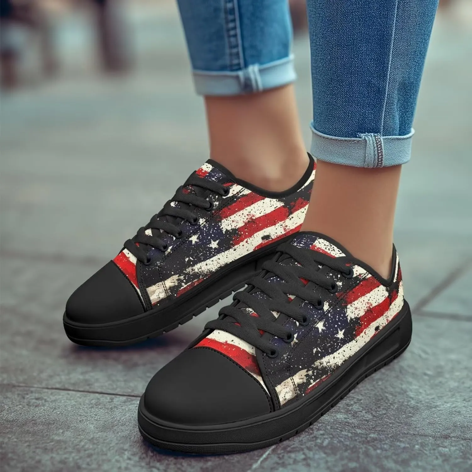 Canvas Shoes for Women Platform Sneakers Slip on Lace-up Walking Flats Outdoor Lightweight Tennis Shoe