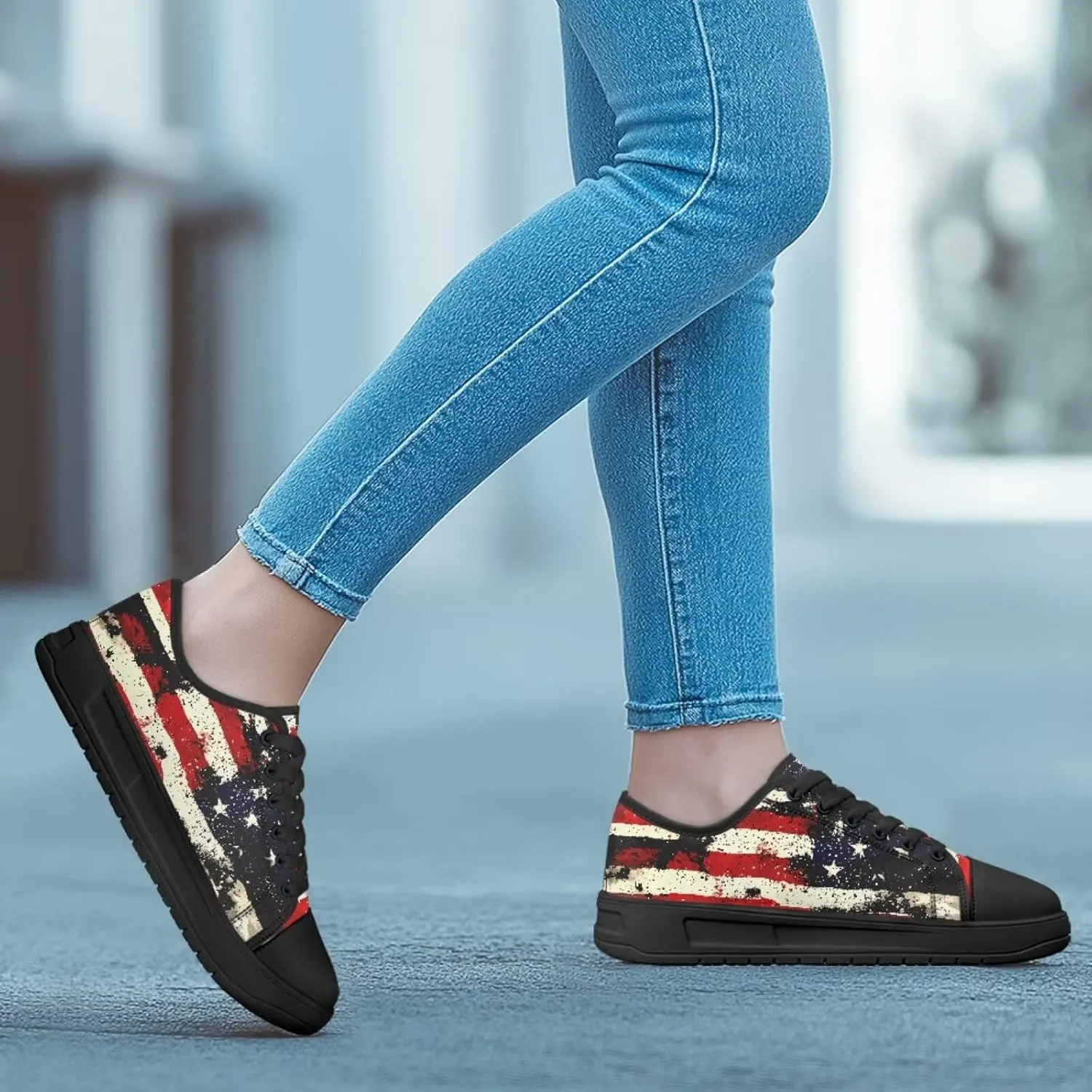 Canvas Shoes for Women Platform Sneakers Slip on Lace-up Walking Flats Outdoor Lightweight Tennis Shoe
