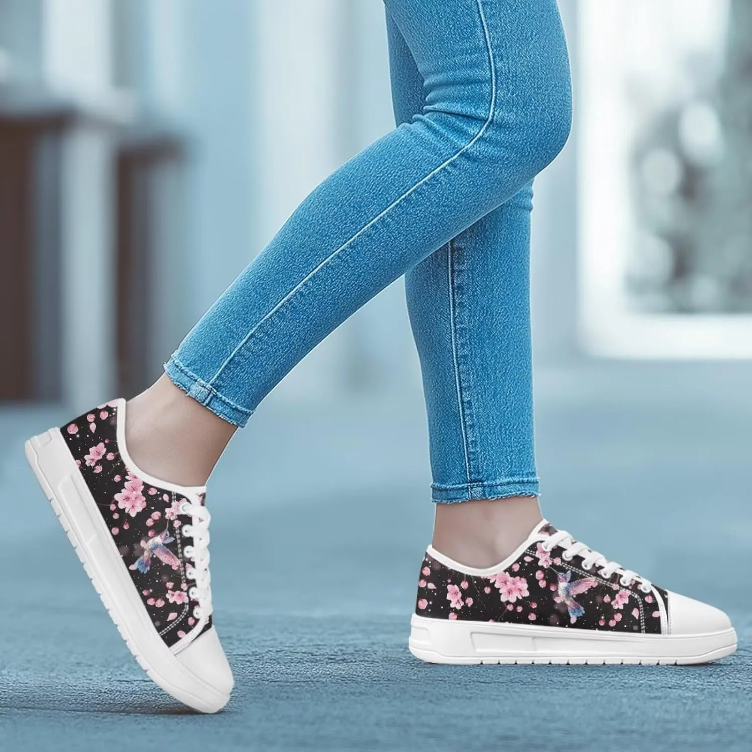 Canvas Slip on Shoes for Women Trendy Low Top Barefoot Sneakers Lace Up Design Walking Flats