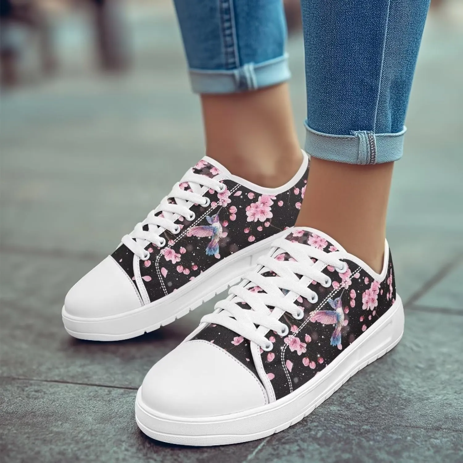 Canvas Slip on Shoes for Women Trendy Low Top Barefoot Sneakers Lace Up Design Walking Flats