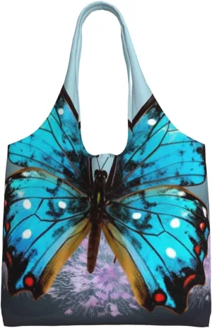 Canvas Tote Bag for Women Shoulder Tote Purse Reusable Grocery Bag Beautiful butterfly Aesthetic Shopping Bags