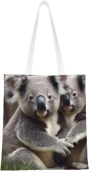 Canvas Tote Bag for Women Shoulder Tote Purse Reusable Grocery Bag Cute Koala bear Aesthetic Shopping Bags