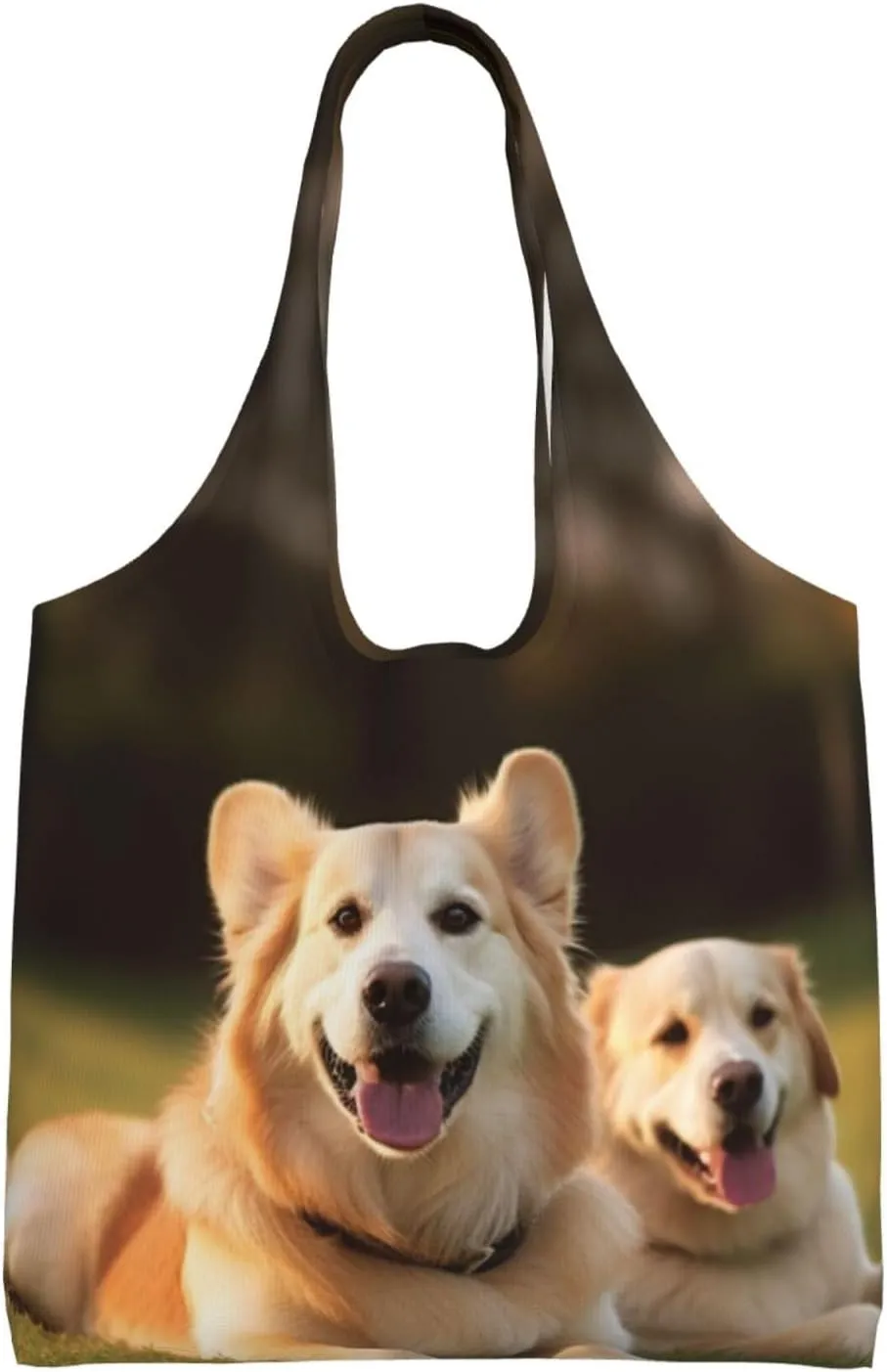 Canvas Tote Bag for Women Shoulder Tote Purse Reusable Grocery Bag Dog on the lawn Aesthetic Shopping Bags