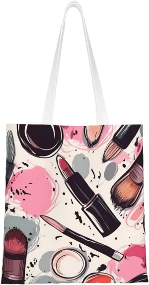 Canvas Tote Bag for Women Shoulder Tote Purse Reusable Grocery Bag Makeup Cosmetics Pattern Aesthetic Shopping Bags