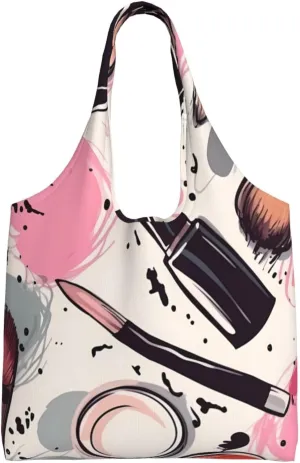 Canvas Tote Bag for Women Shoulder Tote Purse Reusable Grocery Bag Makeup Cosmetics Pattern Aesthetic Shopping Bags